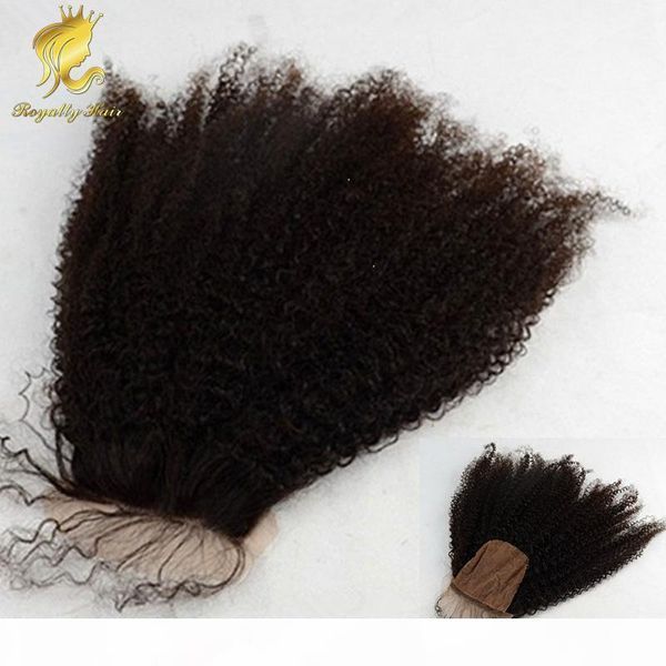 

the human hair silk base closure unprocessed brazilian hair 3.5x4 afro kinky curly closures, Black;brown