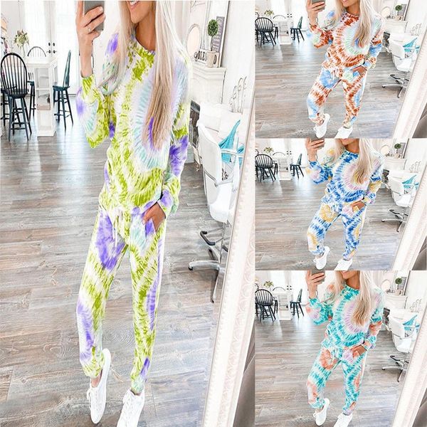 

2020 women's autumn women's long sleeveautumn winter long-sleeved and winter positioning printing tie dye casual wear long sleeves, Gray
