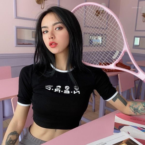 

fashion short t shirt women 2020 cartoon print short sleeve t shirt harajuku femme casual women clothing m61, White