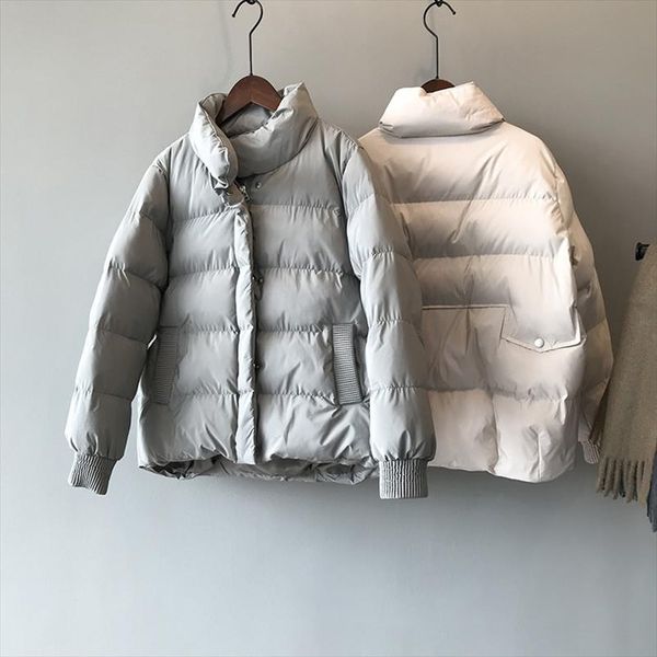 

2020 winter new thickened warm bread down cotton caot female korean loose neck cotton jackets female, Black