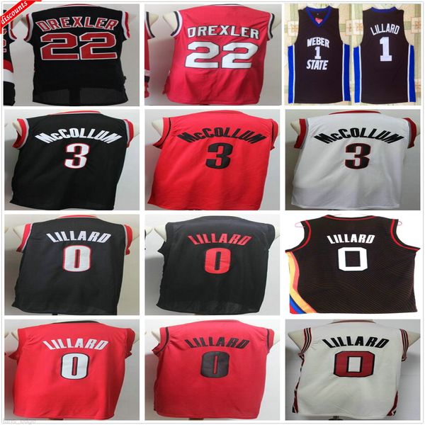 

ncaa college mens damian 0 lillard jersey c.j. 3 mccollum black white red retro vintage clyde 22 drexler mens basketball jerseys, Black;red