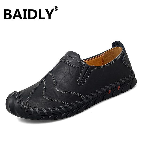 

большой размер 38-47 handmade мужчины мокасины soft мокасины высокое качество весна осень обувь из натуральной кожи мужчины flats вождения о, Black