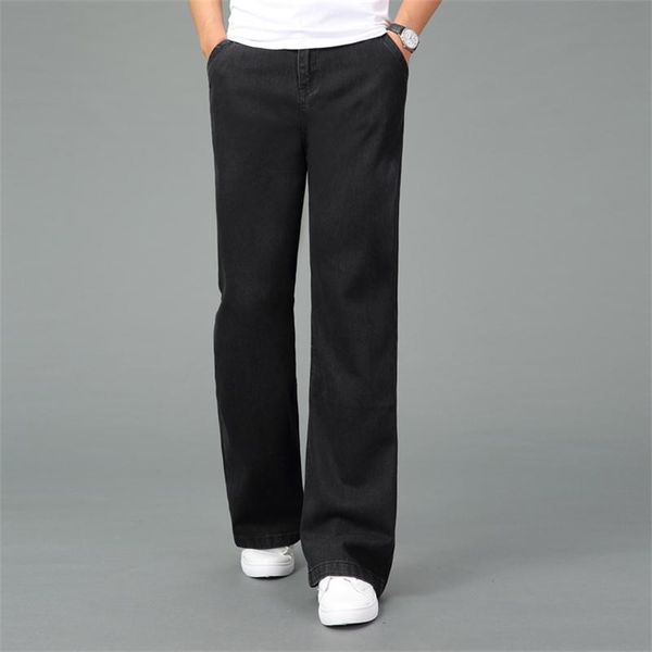 

2020 new spring autumn men's smart casual boot cut jeans business wide leg pants plus size trousers q0105, Black;white