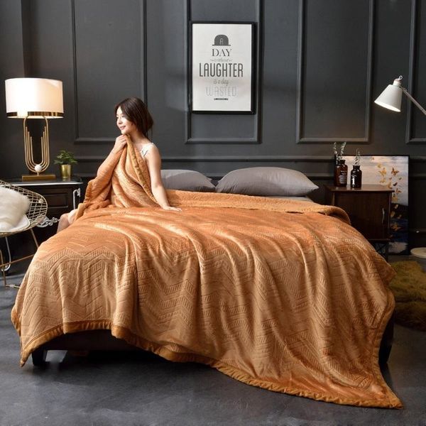 

blankets embossed lambskin double blanket thickened printed double-sided flannel