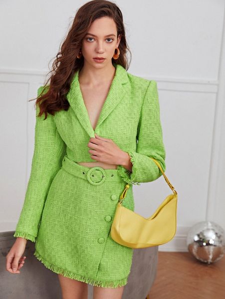 

notched collar single button tweed overcoat u8vt#, Black