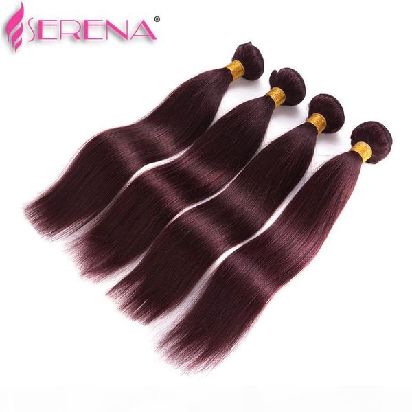 

unprocessed 99j straight virgin hair with closure #99j malaysian human hair 4 bundles with lace closure 5pcs lot red hair, Black;brown