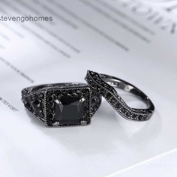 

on lady set gold black zircon ring jewelry, Silver