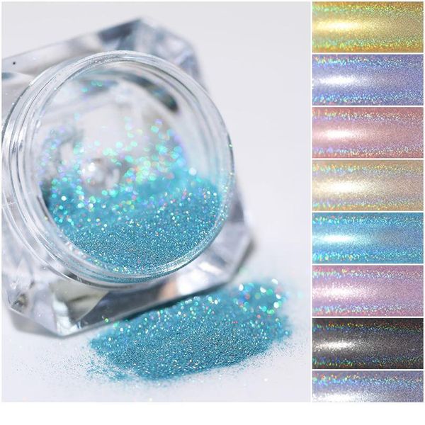 

nail glitter powder rainbow laser shining chrome pigment laser champage pink blue nail art dec jllpiq, Silver;gold