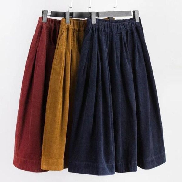 

vintage corduroy skirt women autumn winter streetwear high waist long skirts faldas fashion casual corduroy skirts ladies q8381, Black