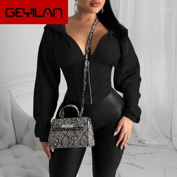 

women's hoodies & sweatshirts crop hoodie long sleeve zipup women fitness tracksuit elastic skinny leggins sportswear swank jacket1, Black