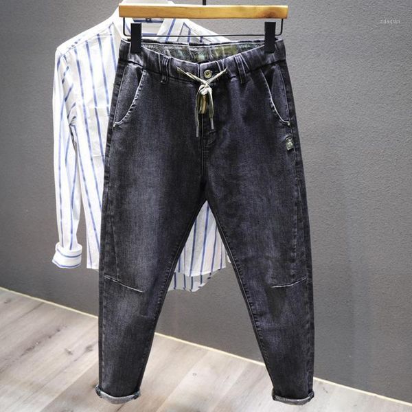 

men's jeans 2021 fall black and gray for men with elasticized waistbands loose trends 28-36 sizecasual pants1, Blue