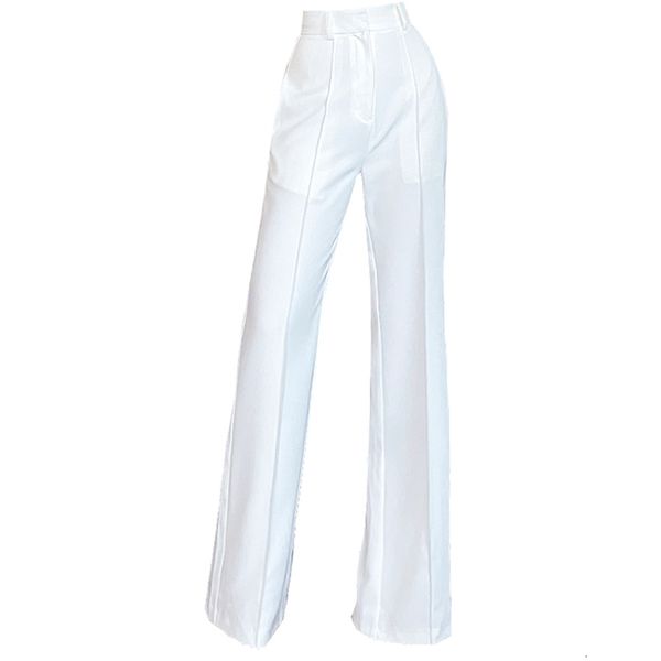 

2021 le palais vintage spring summer new classic high waist drape smoke solid all female fashion games full length pants y05z, Black;white
