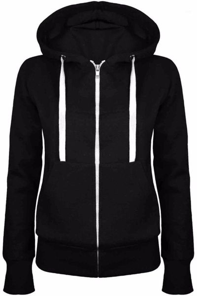 

hoodies sweatshirt ladies women men coat new 5 colors plain zip up hooded zipper1, Black