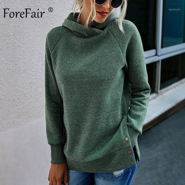 

forefair women hoodies streetwear turtleneck long sleeve botton solid warm loose basic wide trendy female sweatshirts1, Black