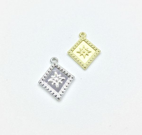 

eruifa 20pcs 12mm new arrival rhombus star zinc alloy jewelry diy charms pendant necklace,eearrings 2 colors, Bronze;silver