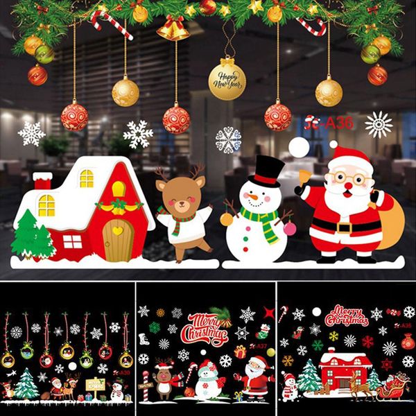 

с рождеством украшения окна наклейки рождественские украшения для дома 2020 сочельник рождество декор новый год 2021 noel navidad bbyjgd