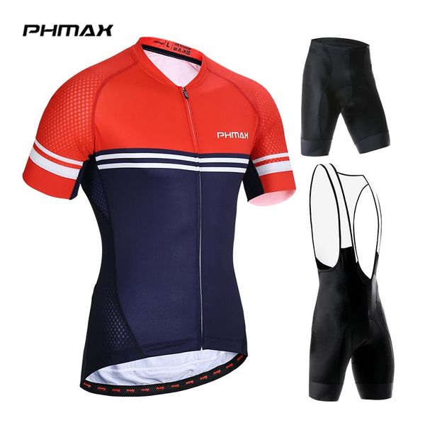 

racing sets phmax 2021 cycling jersey set mtb bike clothes bicycle uniforms 100% polyester clothing suit for men, Black;blue