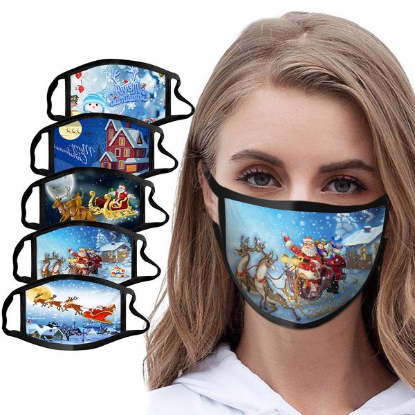 

windproof 1pc christmas print new anti-spitting washable protective mondmasker mask for face women