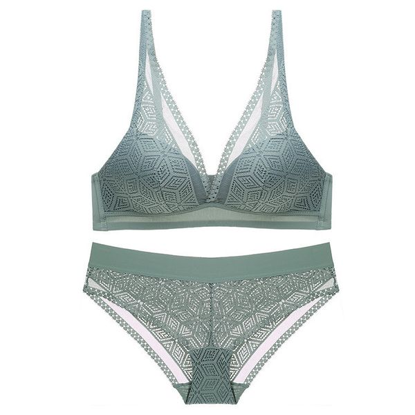 

set new style lace thin cotton bra comfortable wire bra&briefs, Red;black