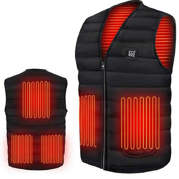 

outdoor t-shirts five clothing in winter smart heating vest warm usb charging electric jacket, Gray;blue
