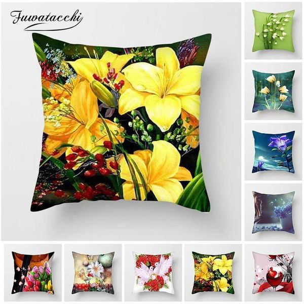

cushion/decorative pillow fuwatacchi sunflower cushion cover lotus lily rose for home chair decorative pillows flowers 45*45cm1