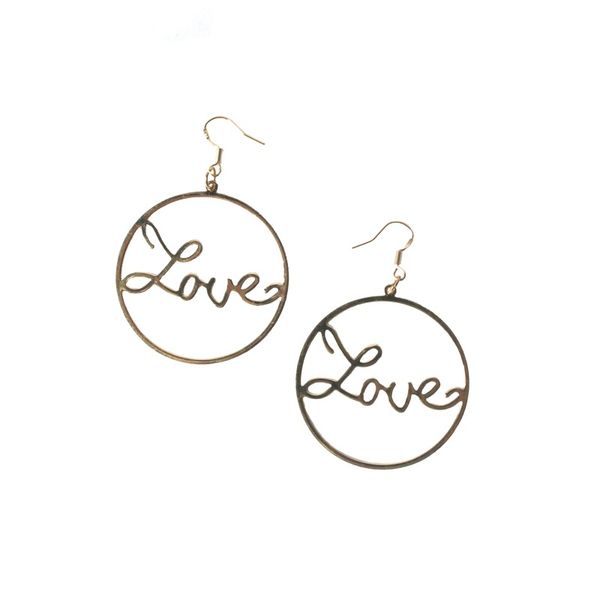 

doughned letter retro earrings girl hollow gold-plated love european and american jewelry, Golden;silver