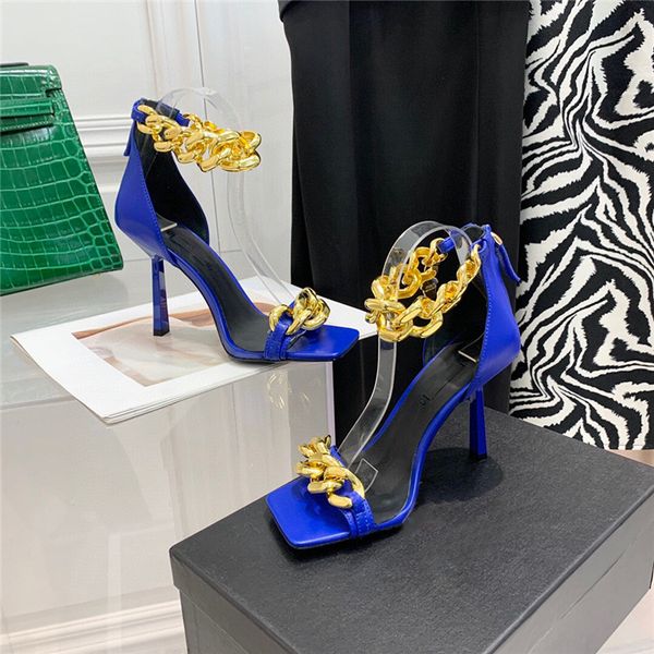 

women sandals square open-toes super high heels snake-print genuine leather zipper metal chain sandals zapatos de mujer, Black