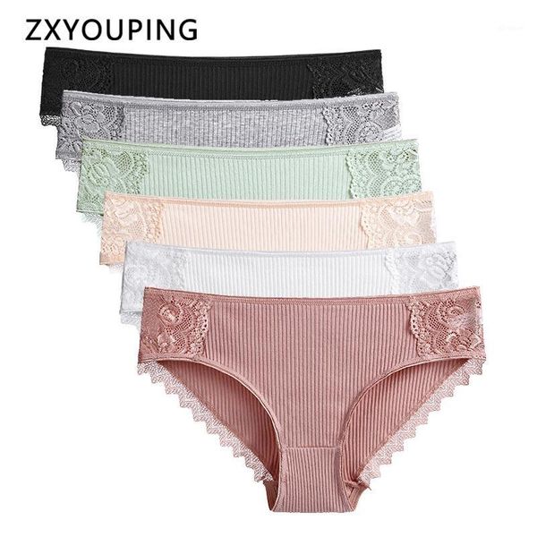 

3pcs cotton panties women lace briefs seamless tanga soft comfort breathable underwear s-xxl plus size lingerie for lady1, Black;pink