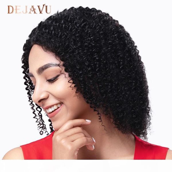 

dejavu kinky curly wig 13*4 lace front human hair wigs brazilian remy hair short curly bob wigs for women 150% deep wave wig, Black;brown