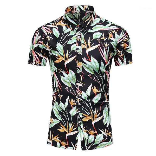 

hawaii flower 22 style design short sleeve casual shirt men's print beach blouse 2020 summer clothes plus asian size1, White;black