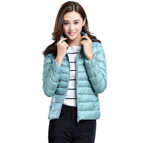 

8xl 7xl winter women ultra light down jacket white duck down short jacket long sleeve warm coat parkas female portable outwear1, Black