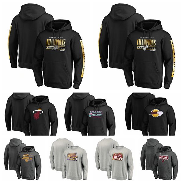 

los angeles lakers men miami heat fanatics 2020 eastern western conference champions game lead pullover basketball hoodie, Black;red