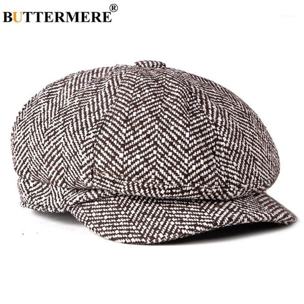 

BUTTERMERE Newsboy Cap for Men Women Cotton Ascot Cap Black White Stiped British Style Casual Octagonal Unisex Flat1, Blue;gray