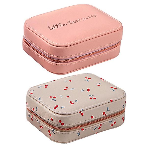 

jewelry pouches, bags 2pcs zipper storage organizer holder packaging display travel case gift boxes - red & white, Pink;blue