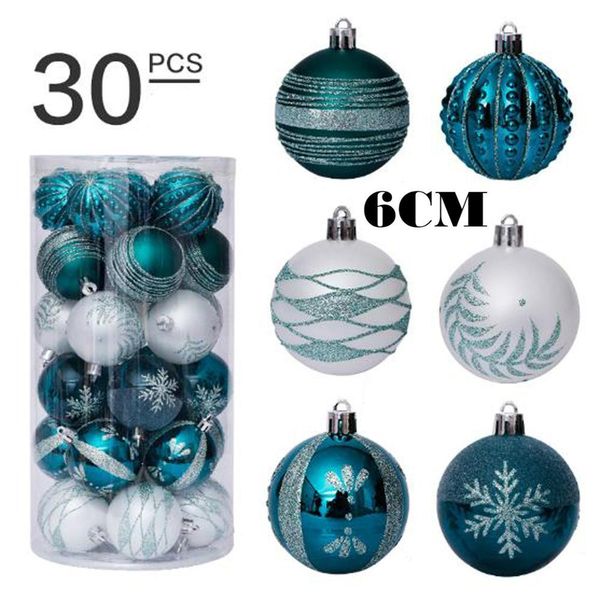 

30pcs 6cm glitter ball baubles colorful xmas party garden home decoration christmas tree hanging ornament gifts, Black