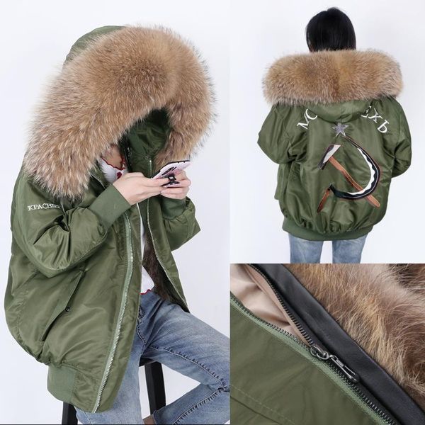 

real fur jacket women waterproof shell natural fur raccoon lining thick warm winter coat 2020 oddfox brand new 6 colours1, Black