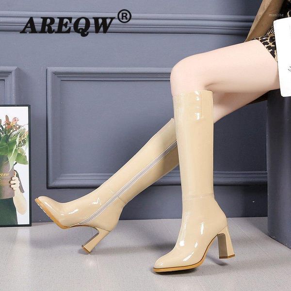 

lady boots shoes woman low heels booties boots-women winter footwear round toe ladies 2020 mid calf rubber autumn1, Black