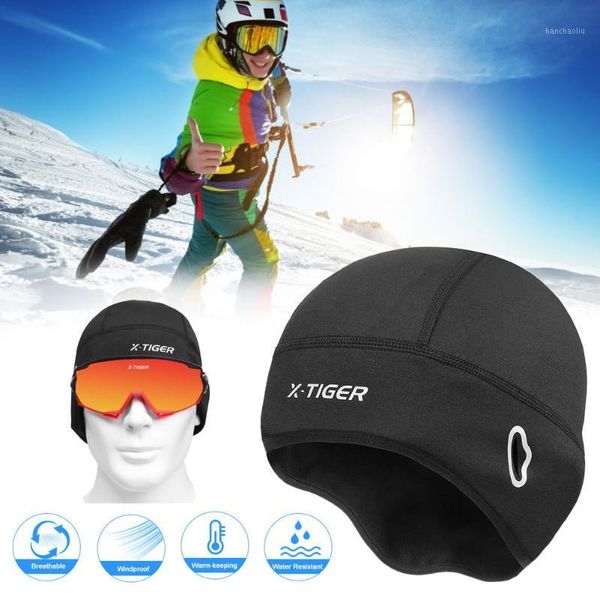 

cycling caps & masks cap beanie with ear covers winter windproof thermal ski perfect for running skiing riding mtb bike cycling1, Black
