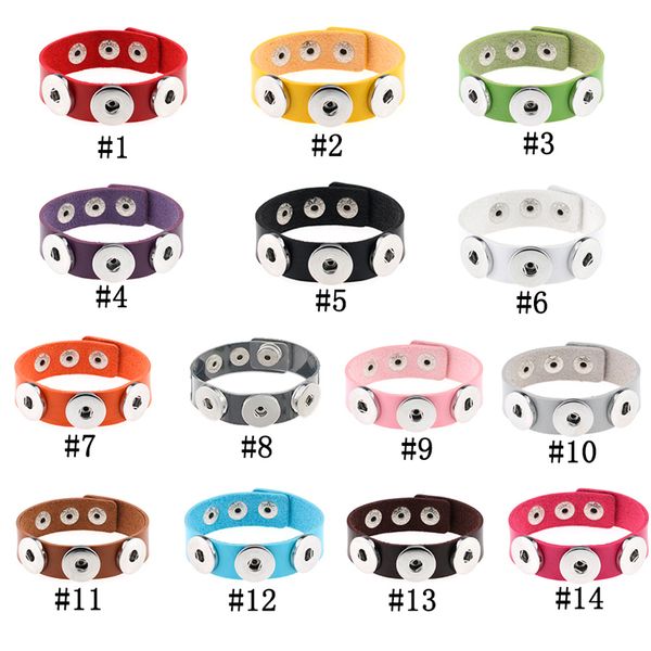 

snap button bracelet bangles 14 color pu leather bracelets for women 18mm jewelry christmas decorations gift