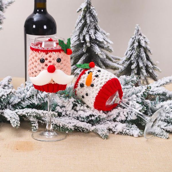 Новый рождественский фестиваль мода шерсть вина чашка набор бутылки крышка креативного старика снеговика рождественские украшения стола