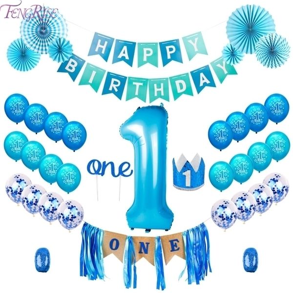 

fengrise 1st decoration first boy party decor baby shower 1 year birthday balloons banner set