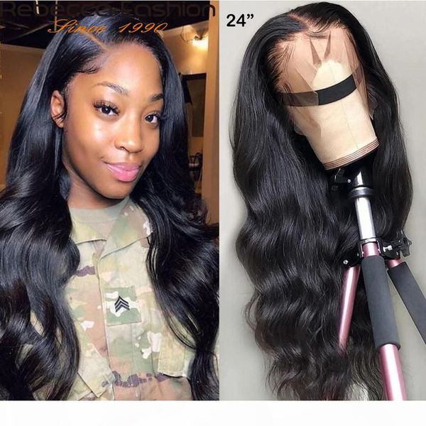 

180% 360 body wave full lace frontal human hair wig with baby hair pre plucked brazilian lace front wig for women 30inch, Black;brown
