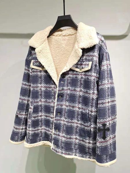 

brand chao autumn winter crosin jacquard cashmere men's and women's casual loose warm thickened lamb wool jacket, Black