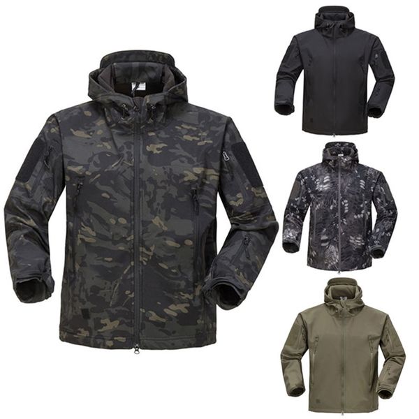 Airsoft Camping Tactical Jacket Escursionismo Army Giacche Uomo Caccia Militare Inverno Shark Skin SoftShell Giacca a vento impermeabile 201114