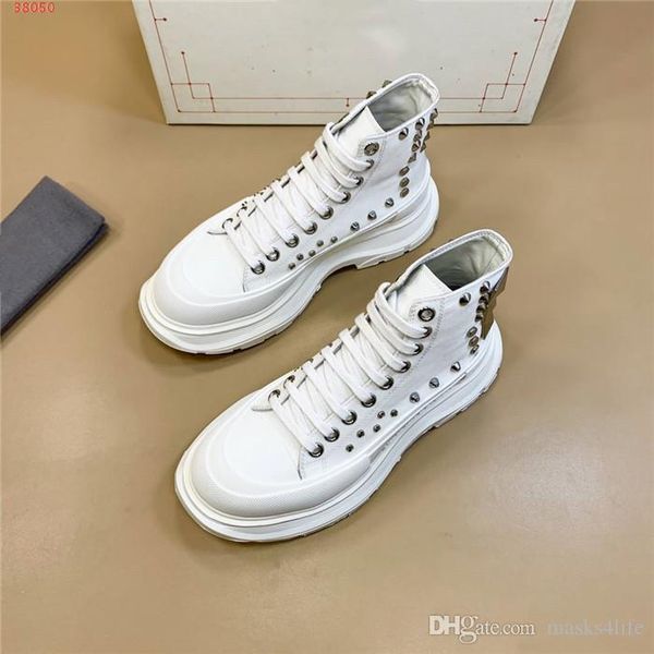 

rivet canvas shoes thick sole platform small white shoes men casual lace-up sport high dad sneaker board shoes with original packaging, Black