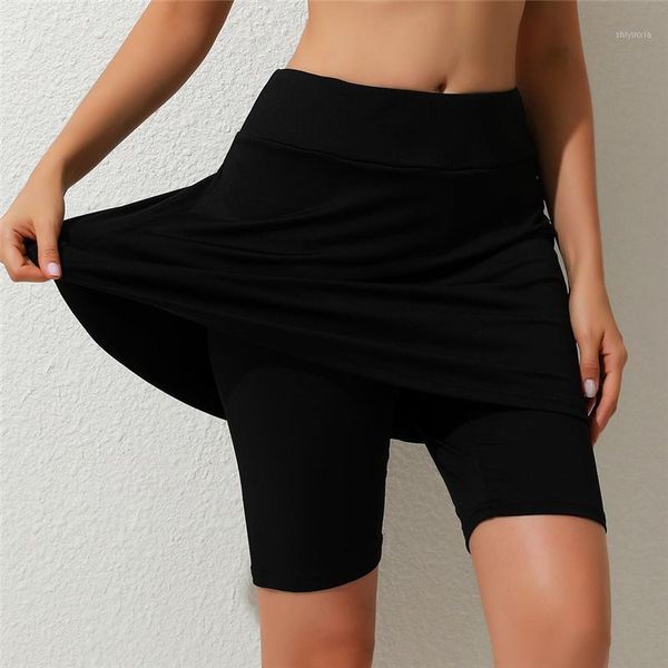 

new ladies' leggings with skirts women solid color five-point leggings for lady fitness latin dance pant skirts femme1, Black