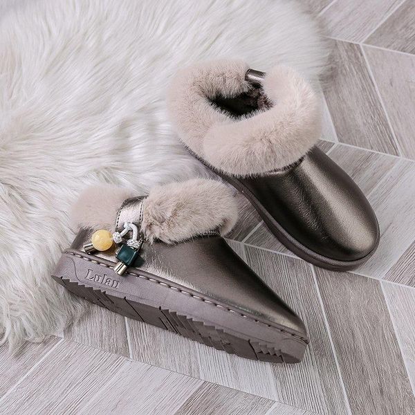 

snow boots for women 2020 winter fashion ankle boots brand woman platform chunky ladies shoes patent leather padded, Black