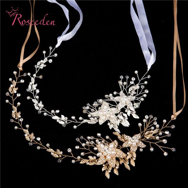 

hair clips & barrettes bridal wedding party jewelry gold sliver leaves pearl headbands flower head piece bride vintage bands re587, Golden;silver