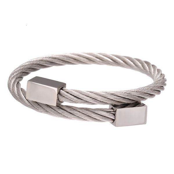 

trend stainless steel winding three color square bracelet accessories men, Silver