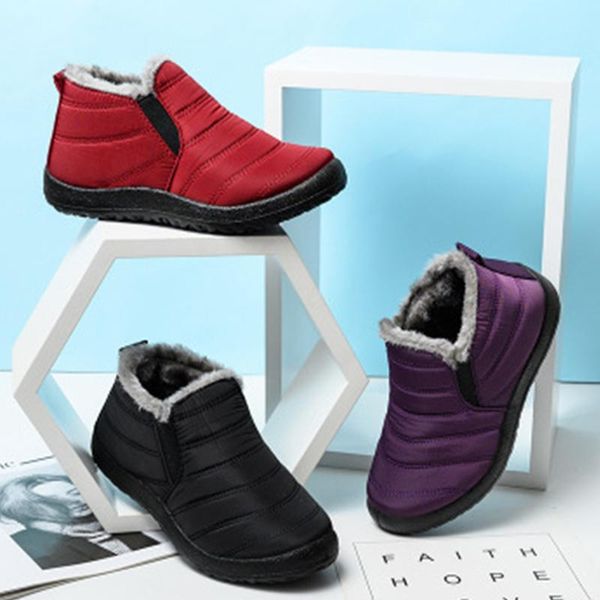 

boots waterproof winter boots women warm fur ankle snow winter shoes woman botas mujer 2020 women's shoes, Black